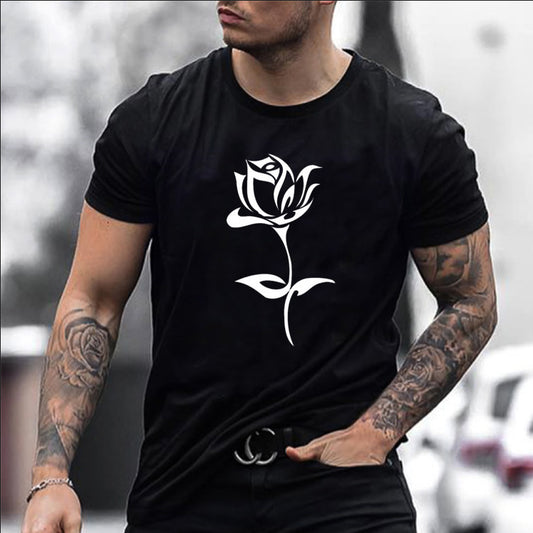 Men S Rose Print T Shirt
