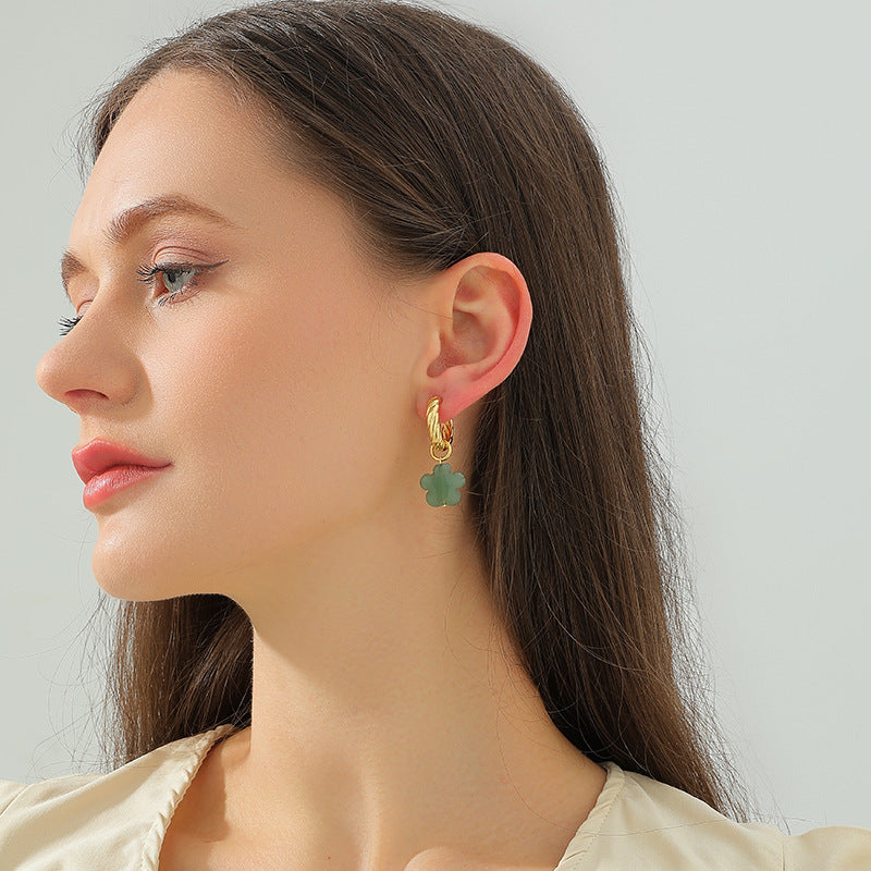 Natural Green Stone Brass