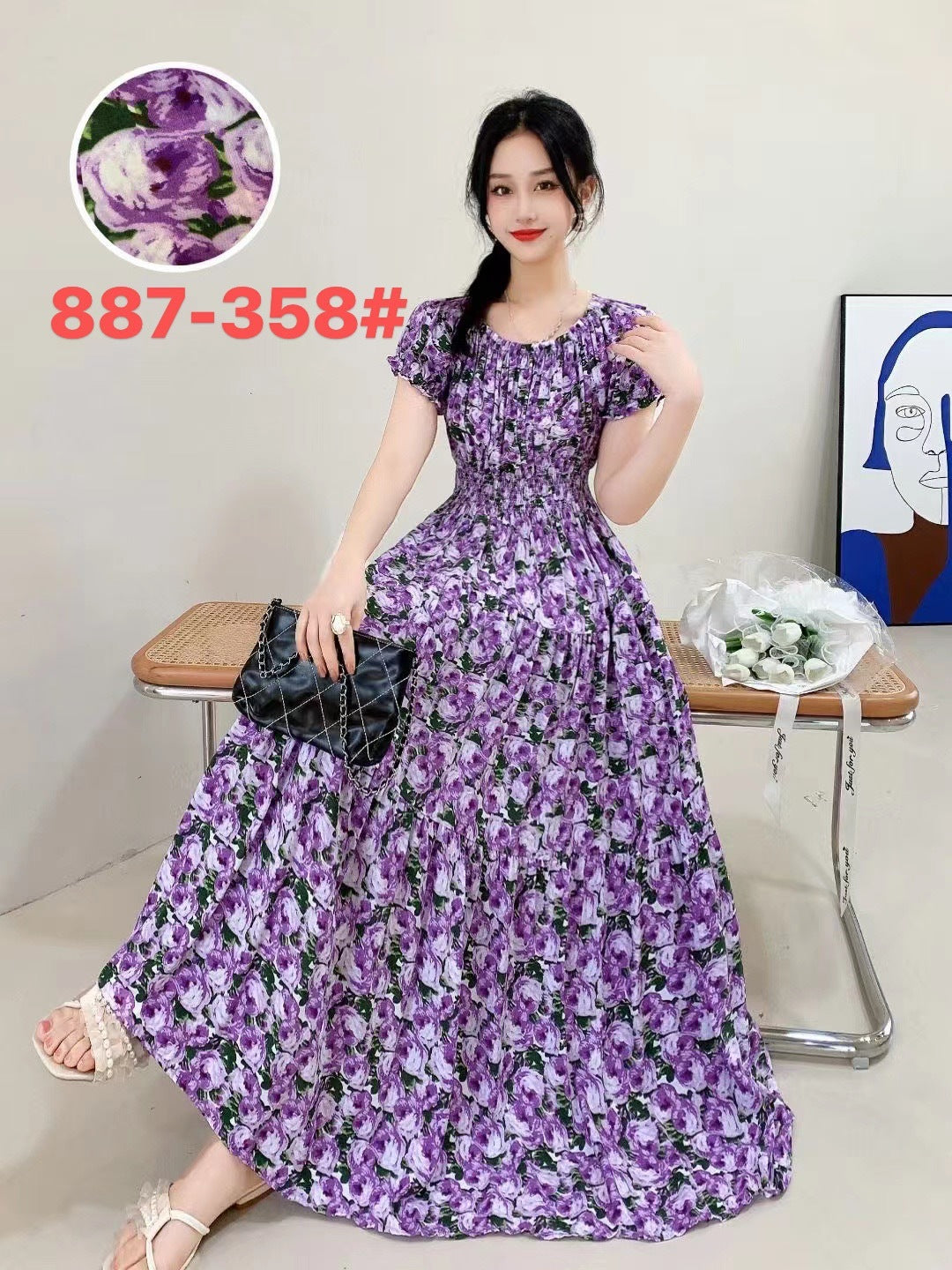 Women's Silk Floral Dress