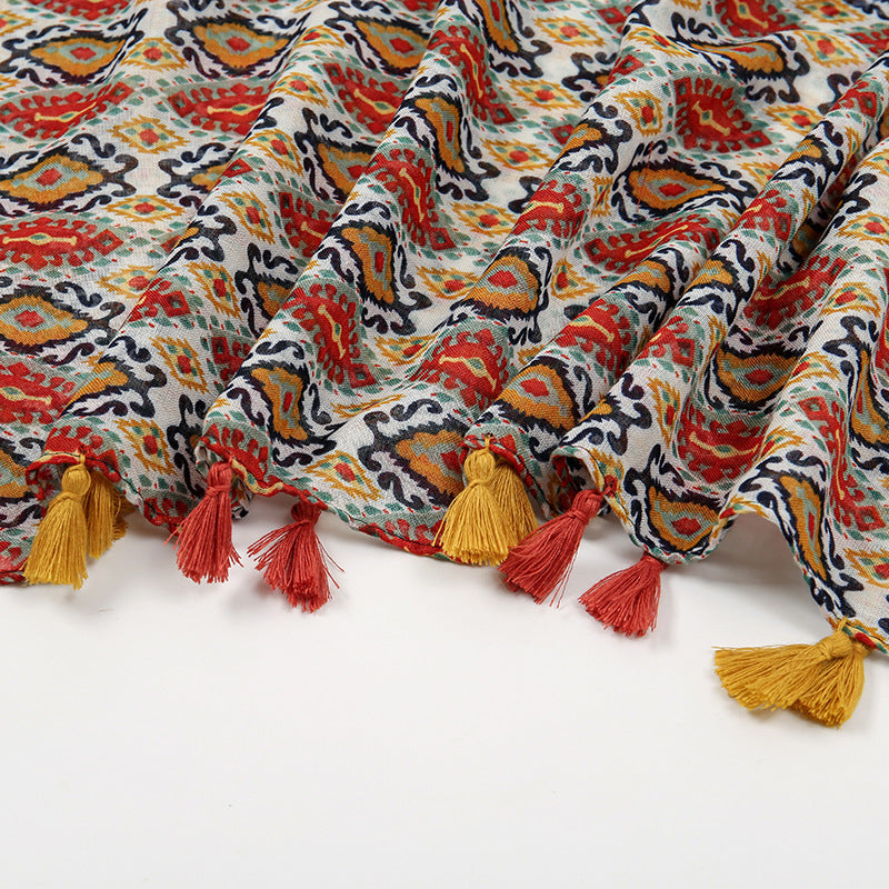 Voile Tassel Printed Scarf