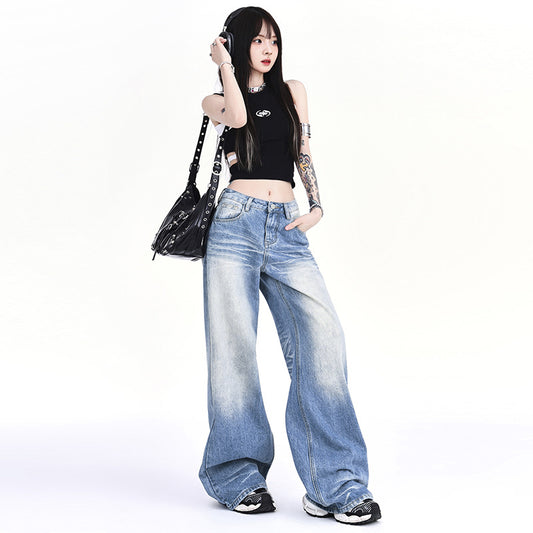 Women's Washed-Out Denim Pants