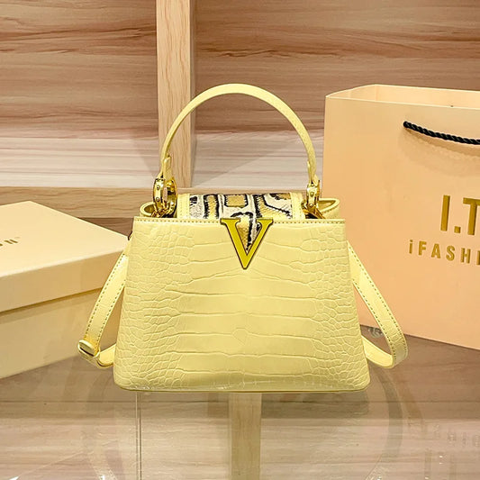 Luxury High Quality Leather Snake Crocodile Handbag