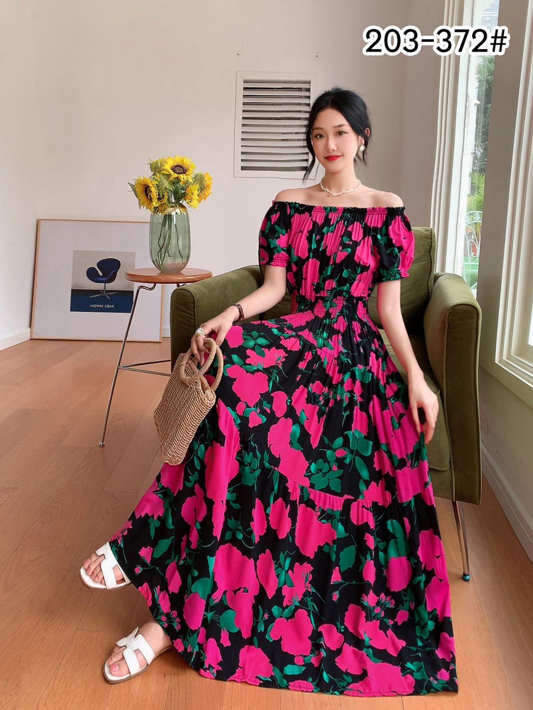 Women's Silk Floral Dress