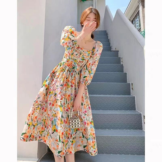 Women's Backless Floral Dress