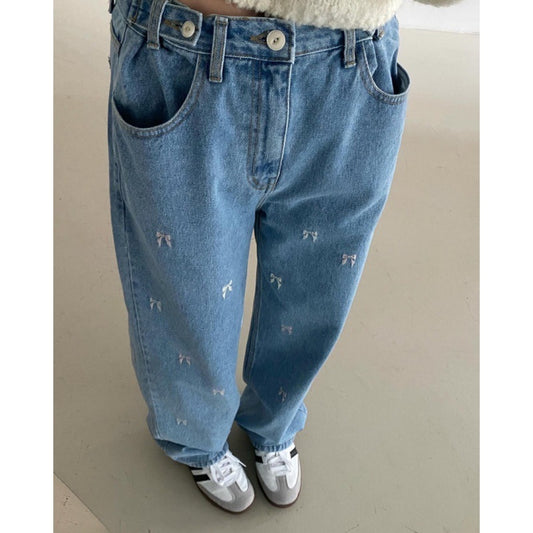 Embroidered Waist Adjustable Jeans
