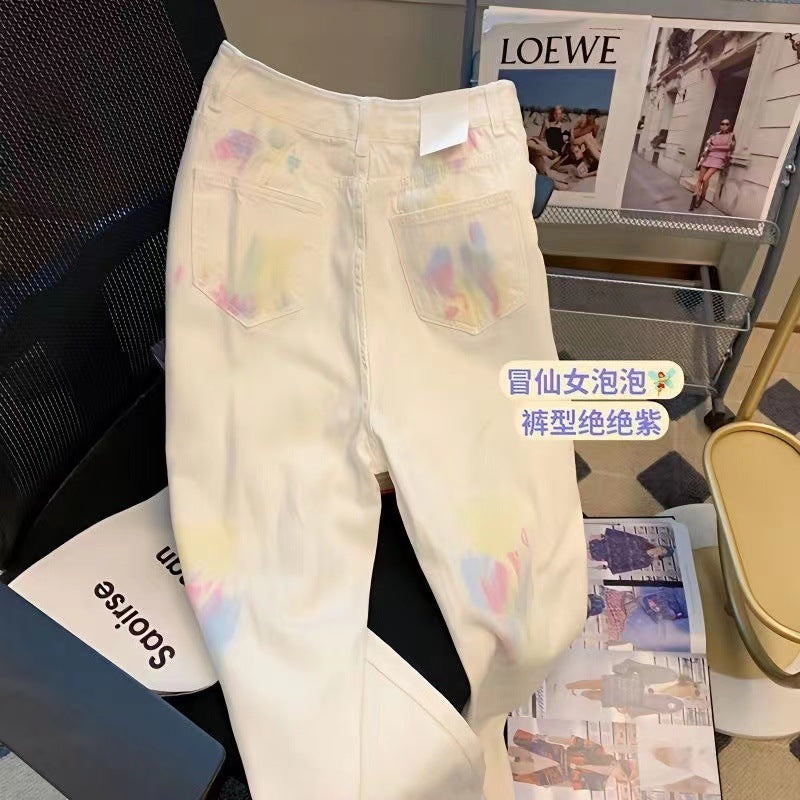 Retro Tie-dye Graffiti Jeans