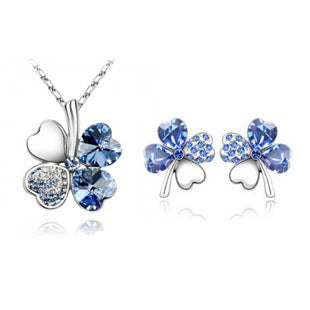 Crystal Necklace Earrings Women's