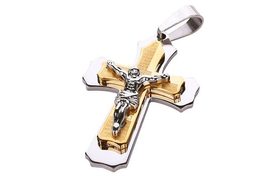 Golden Cross Titanium Pendant Necklace