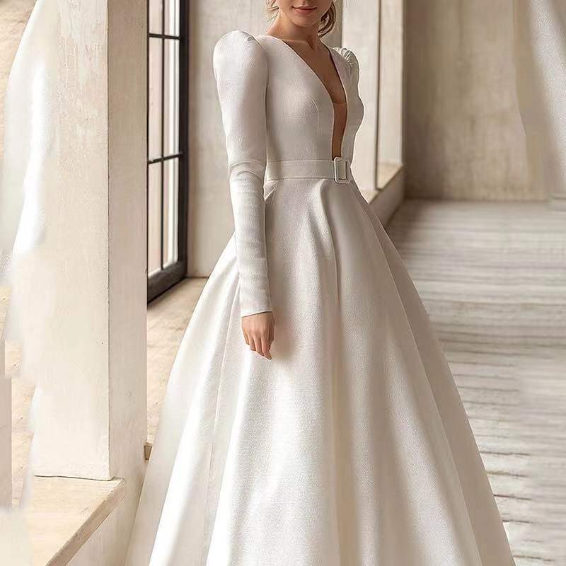 Ladies White Dress Satin