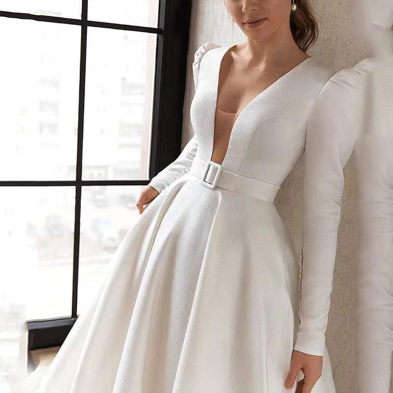 Ladies White Dress Satin