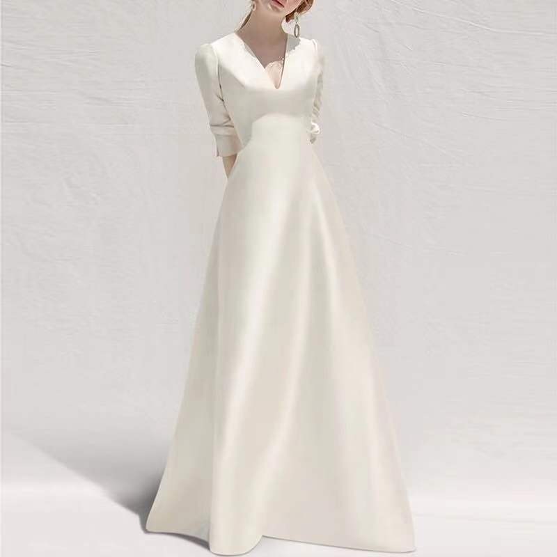 Ladies White Dress Satin