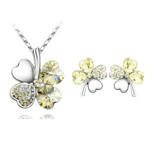 Crystal Necklace Earrings Women's