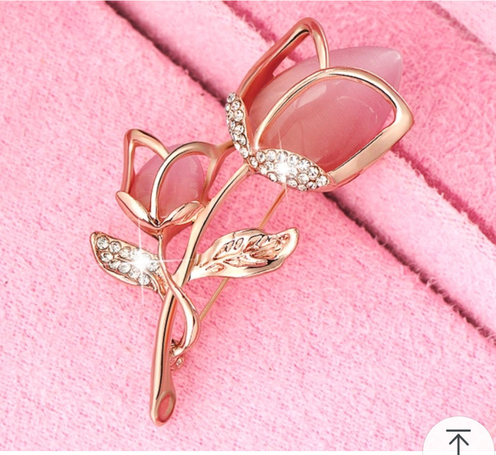 Rose Brooch with Diamonds