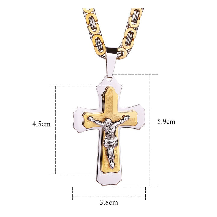 Golden Cross Titanium Pendant Necklace