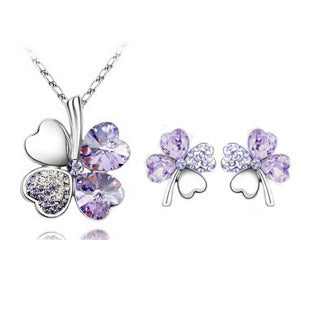 Crystal Necklace Earrings Women's