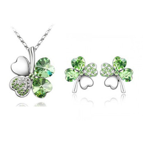 Crystal Necklace Earrings Women's