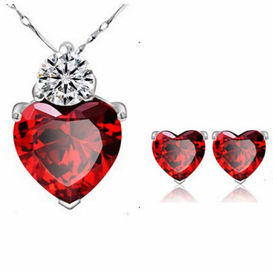 Red Peach Bride Earring Necklace