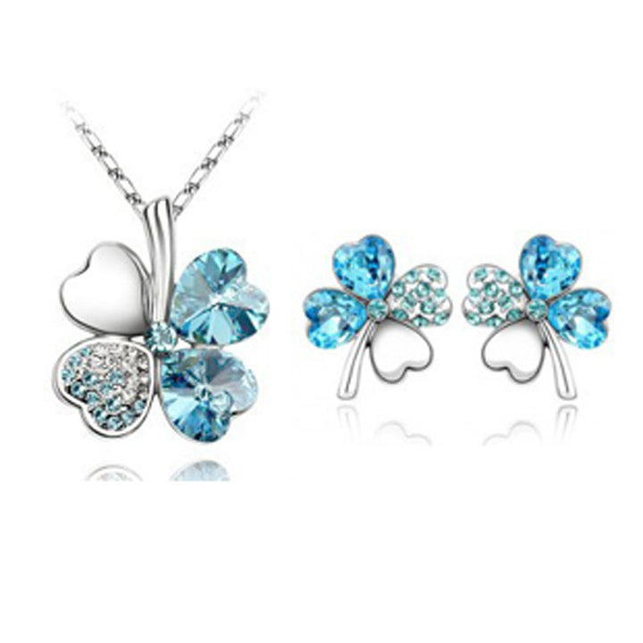 Crystal Necklace Earrings Women's