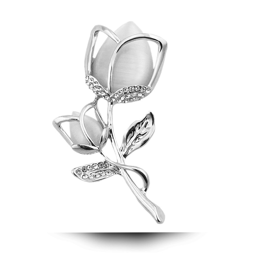 Rose Brooch with Diamonds