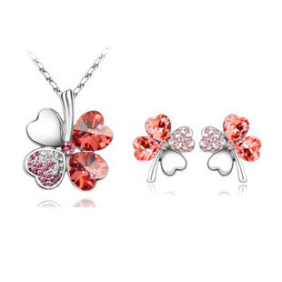 Crystal Necklace Earrings Women's