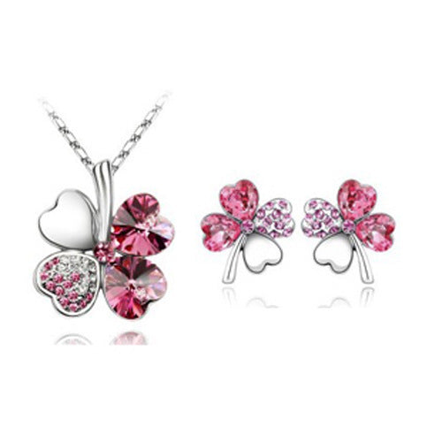 Crystal Necklace Earrings Women's