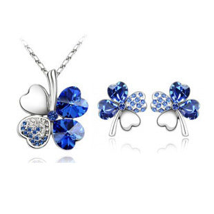 Crystal Necklace Earrings Women's