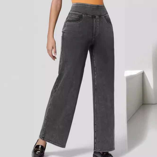 Women Slim-fit Wide-leg Trousers