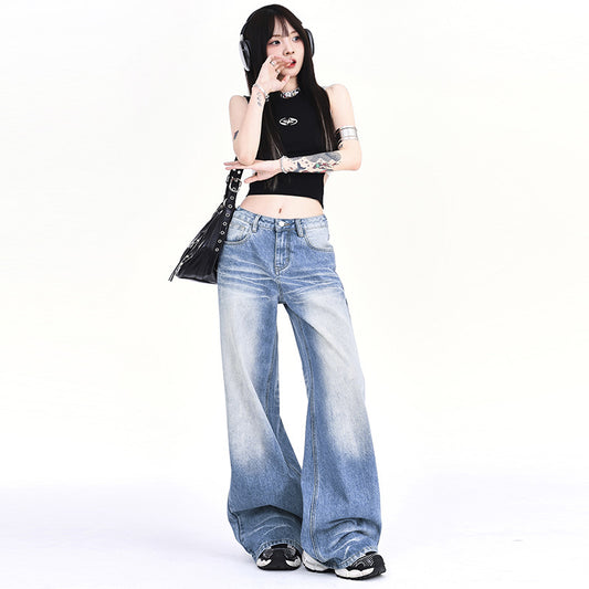 Women's Washed-Out Denim Pants