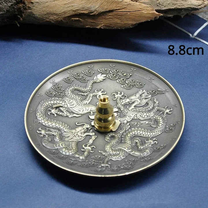 Dragon and Phoenix Bronze Incense Tray