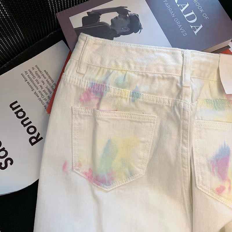 Retro Tie-dye Graffiti Jeans